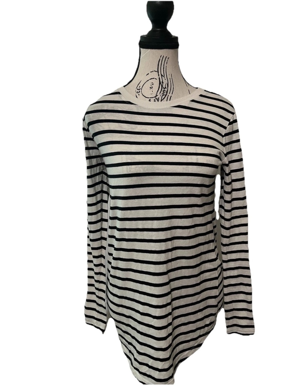 BP Brand XS Black And White Striped Top Long Sleeve Cotton Blend Casual Crew